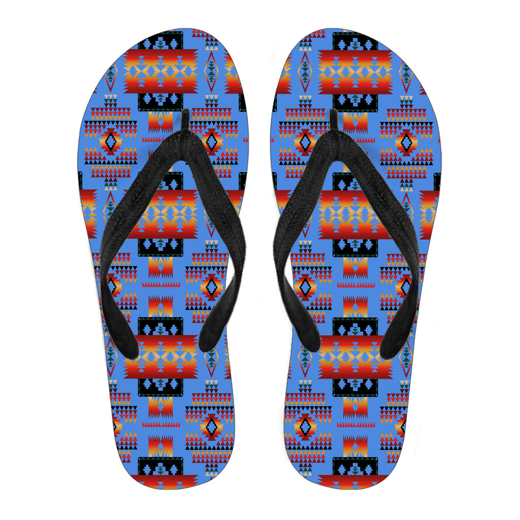 Powwow StoreGBNAT0004613 Navy Tribes Pattern Flip Flops