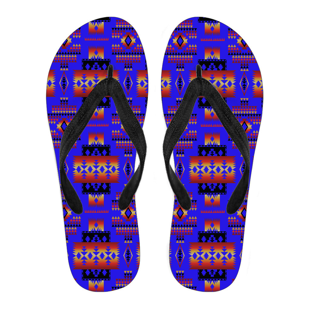 Powwow StoreGBNAT0004606 Dark Blue Native Tribes Pattern Flip Flops