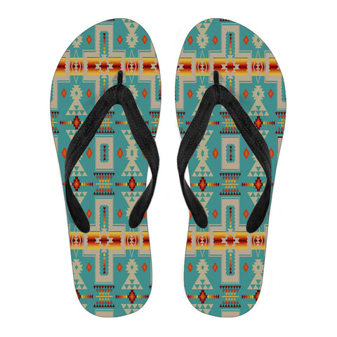 GB-NAT00062-05 Turquoise Tribe Design Native Flip Flops