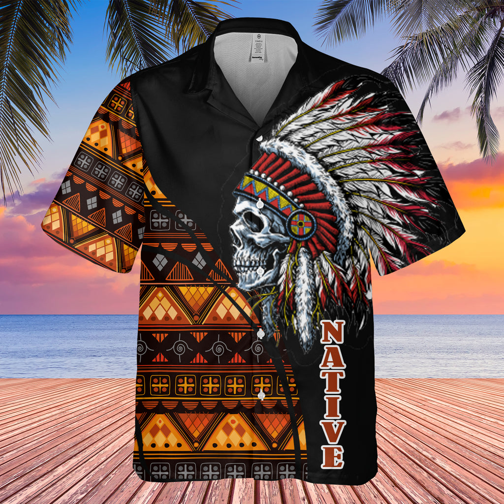 Powwow StoreGBHW000235 Tribe Design Native American Hawaiian Shirt 3D