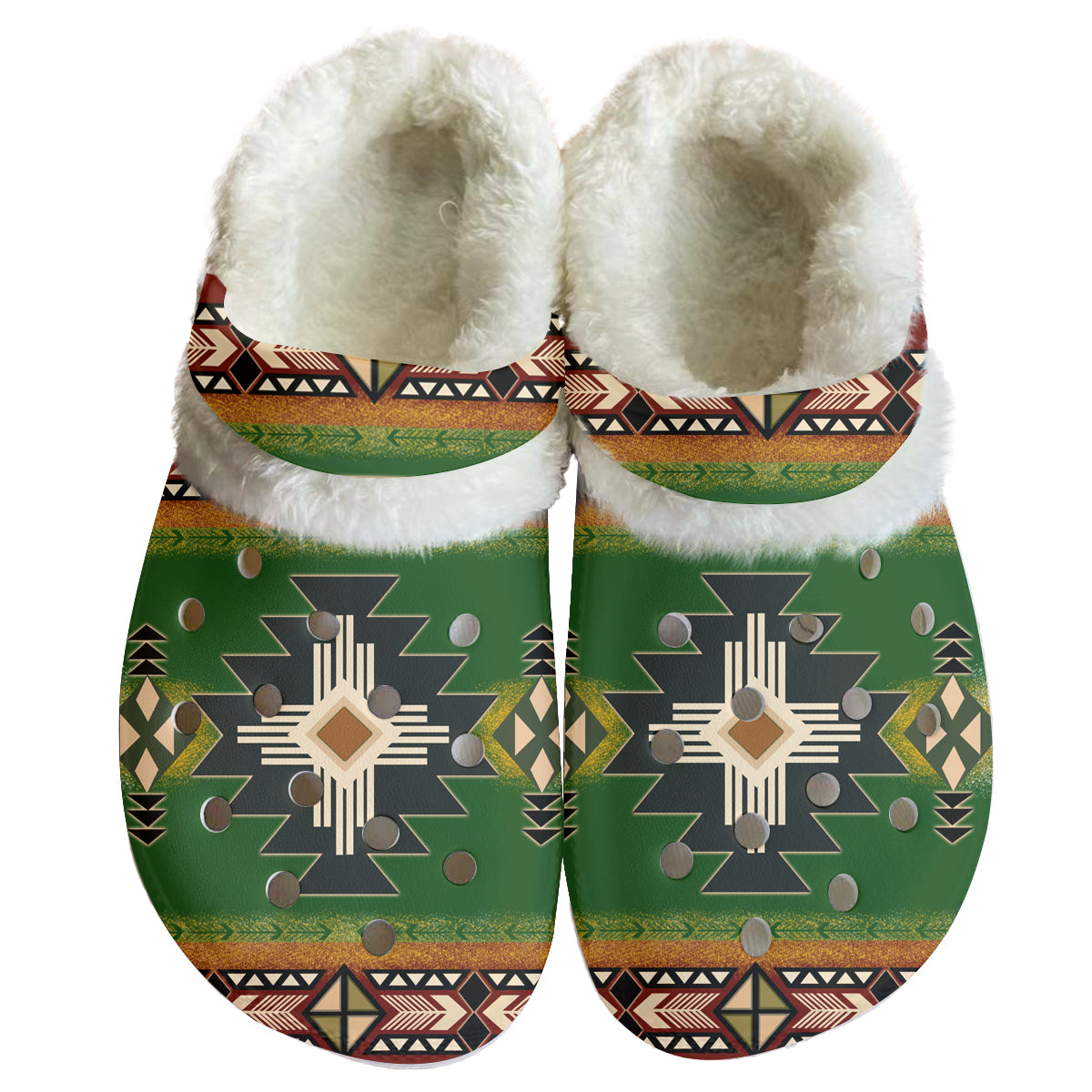 Powwow StoreGBNAT0001 Pattern Native American Classic Clogs with Fleece Shoes