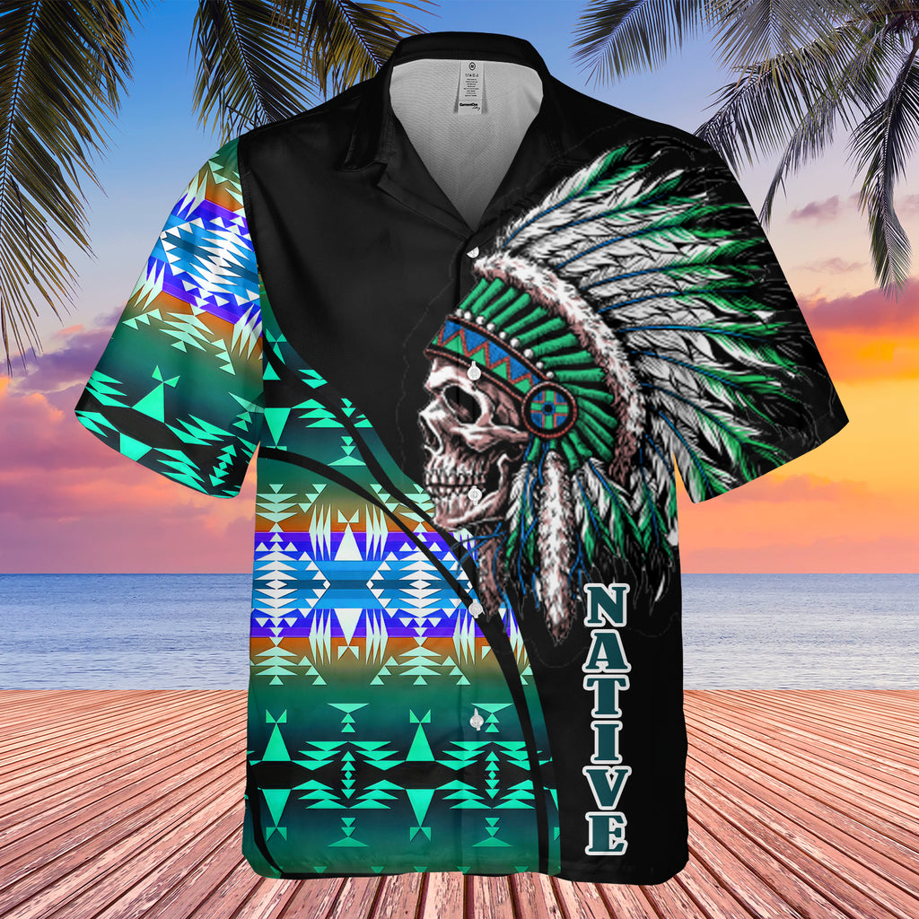 Powwow StoreGBHW000234 Tribe Design Native American Hawaiian Shirt 3D