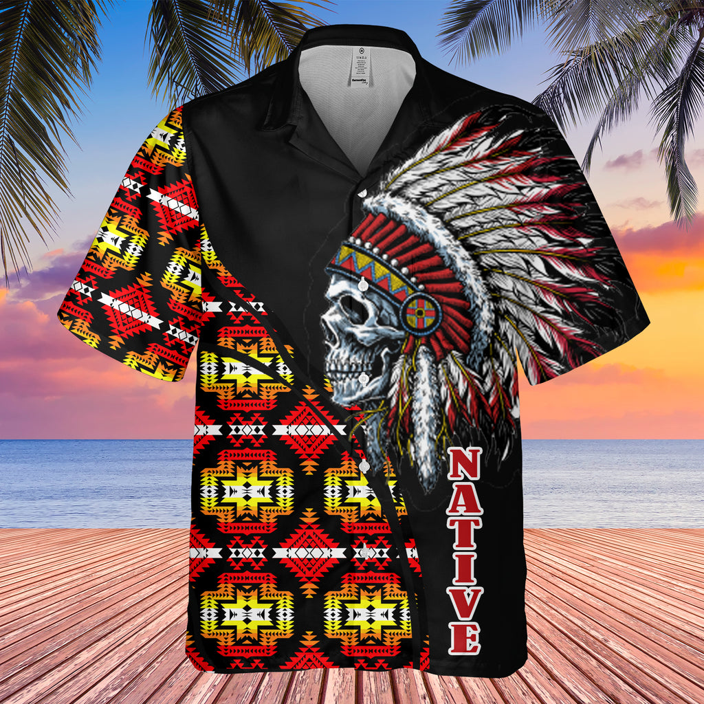 Powwow StoreGBHW000233 Tribe Design Native American Hawaiian Shirt 3D