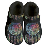 GB-NAT00151 Dreamcatcher Colorful Native American Classic Clogs with Fleece Shoes