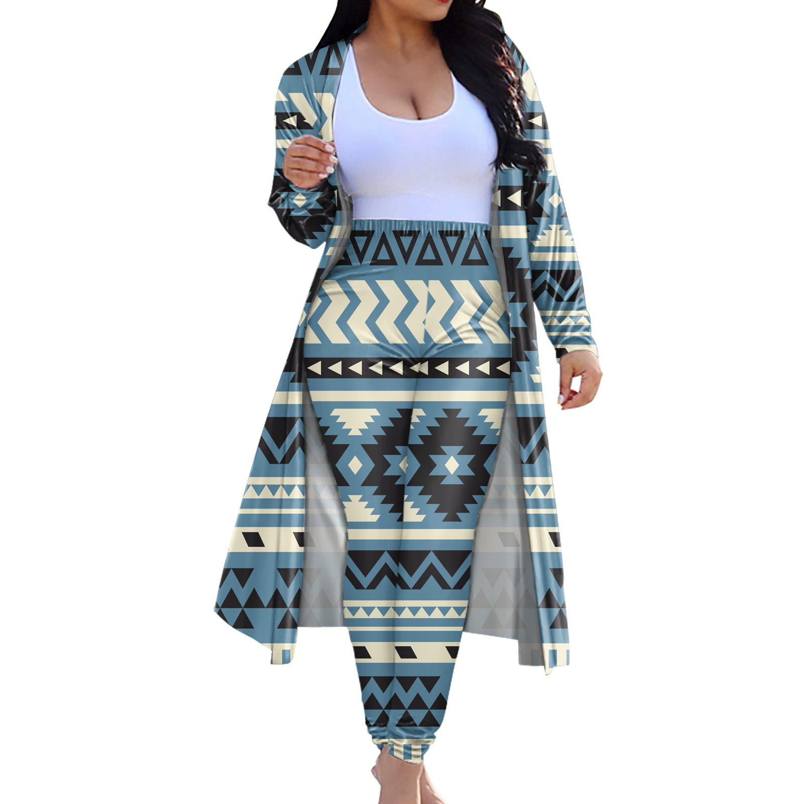 Powwow StoreCLP00017 Tribe Design Native American Cardigan Coat Long Pant Set