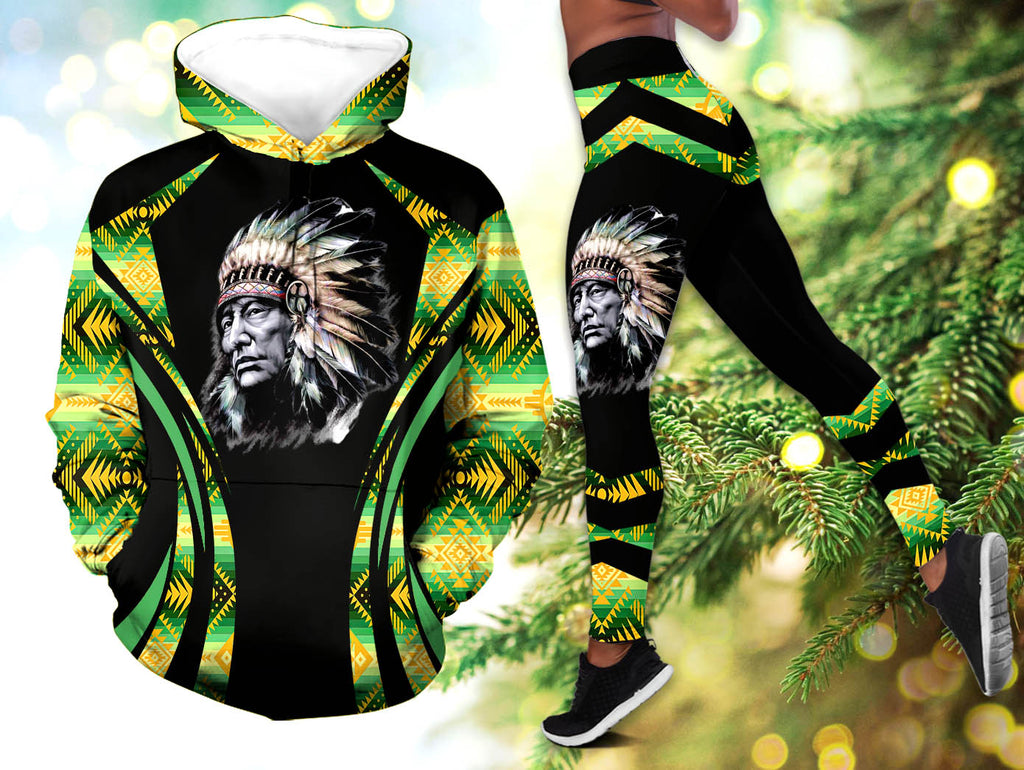 Powwow StoreHLS00716 Pattern Native 3D Hoodie Legging Set