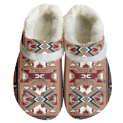 GB-NAT0002 Pattern Native American Classic Clogs with Fleece Shoes