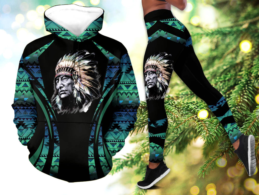 Powwow StoreHLS00717 Pattern Native 3D Hoodie Legging Set