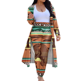 Powwow StoreGBNAT00024 Tribe Design Native American Cardigan Coat Long Pant Set