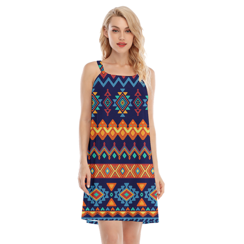 Powwow StoreGBHS00015 Native  Design Women's Oneck Cami Dress