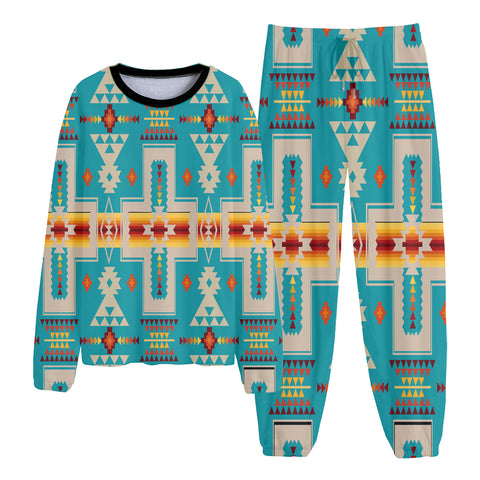 GB-NAT00062-05 Pattern Native American Unisex Thicken Pajama Suit