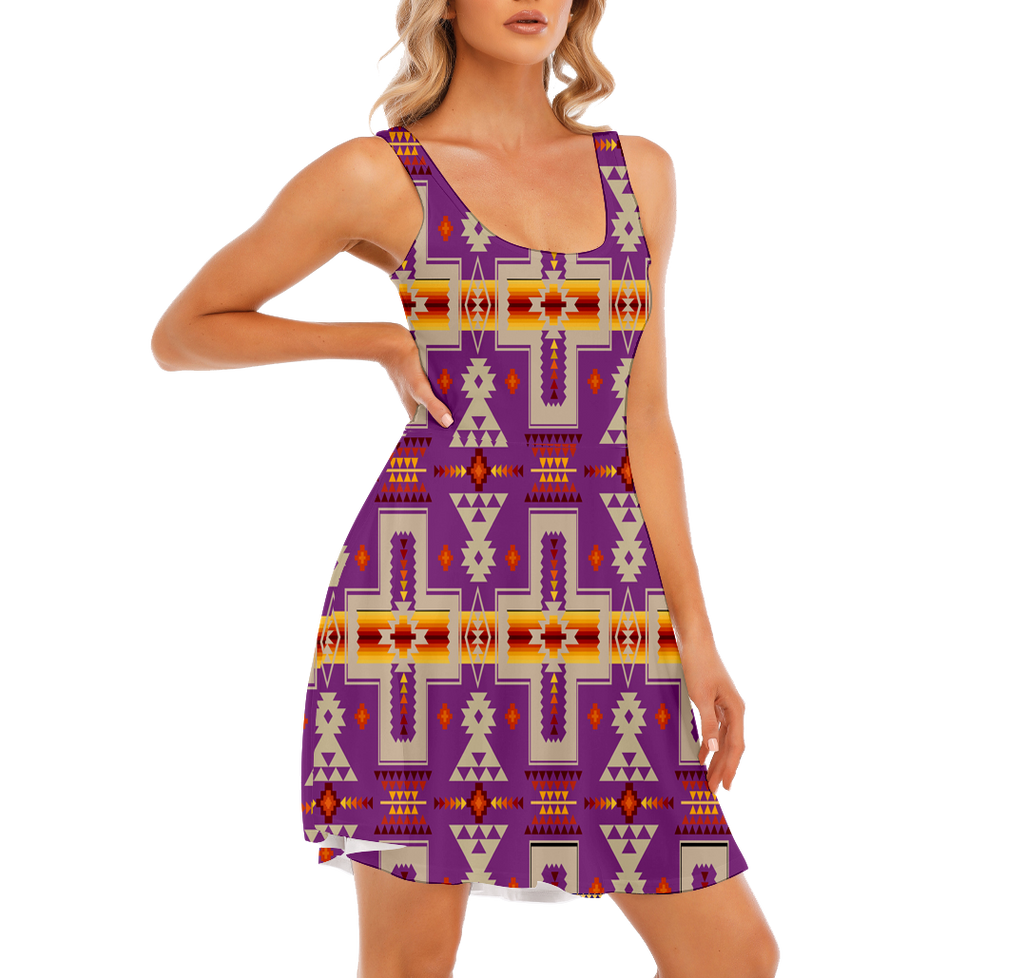 Powwow StoreGBNAT0006207 Pattern Native Women's Tank Vest Dress