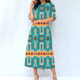 Powwow StoreGBNAT0006205 Pattern Native Women's Elastic Waist Dress