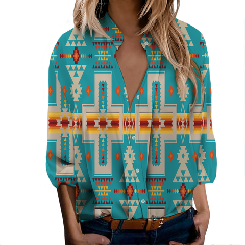 Powwow StoreGBNAT0006205 Tribe Design Native Women's LongSleeved Shirts