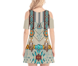 Powwow Storegb nat00069 pattern native womens cold shoulder o neck dress