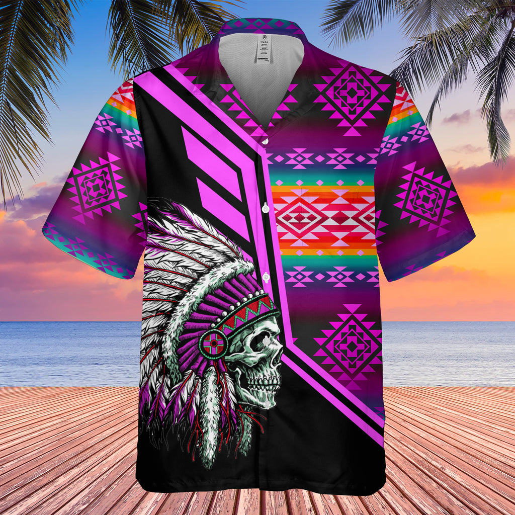 Powwow StoreGBHW000265 Tribe Design Native American Hawaiian Shirt 3D