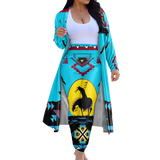 Powwow StoreGBNAT00026 Tribe Design Native American Cardigan Coat Long Pant Set