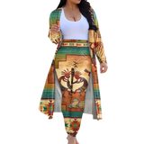 Powwow StoreGBNAT00054 Tribe Design Native American Cardigan Coat Long Pant Set