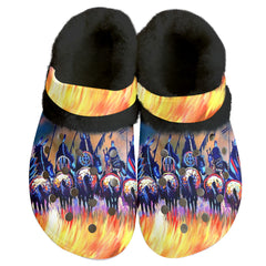 GB-NAT00013 Pattern Native American Classic Clogs with Fleece Shoes