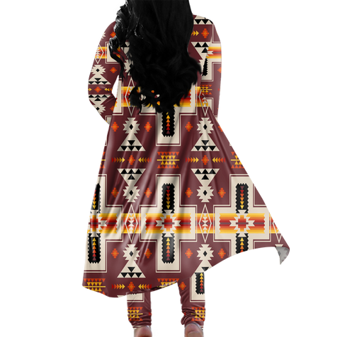 CLP00019 Tribe Design Native American Cardigan Coat Long Pant Set