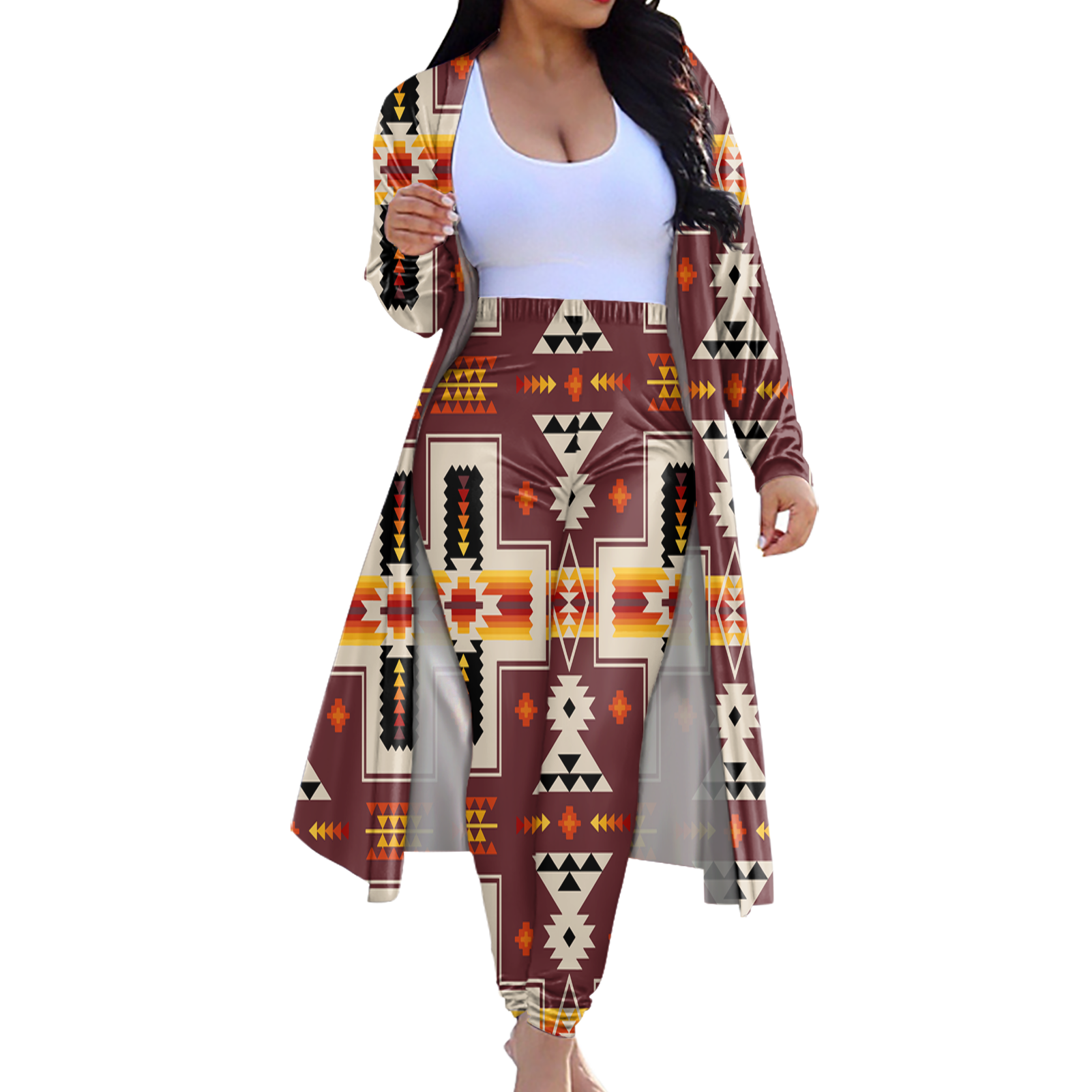 Powwow Storeclp00019 tribe design native american cardigan coat long pant set