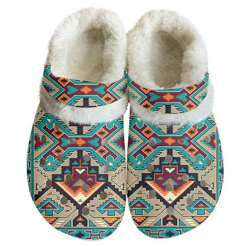 GB-NAT00016 Pattern Native American Classic Clogs with Fleece Shoes
