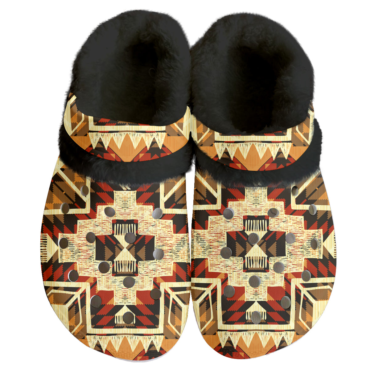GB-NAT00022 Pattern Native American Classic Clogs with Fleece Shoes
