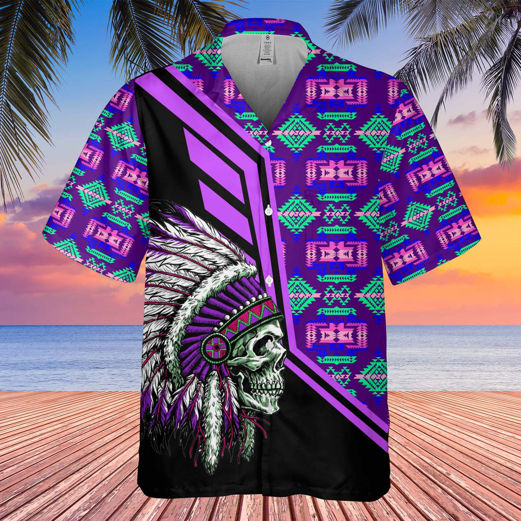 Powwow StoreGBHW000258 Tribe Design Native American Hawaiian Shirt 3D