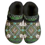 Powwow Storegb nat00023 pattern native american classic clogs with fleece shoes