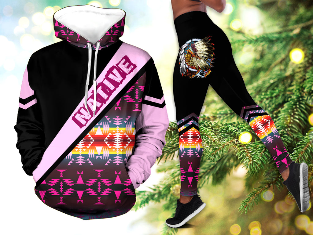 Powwow StoreHLS000997 Pattern  Native 3D Hoodie Legging Set