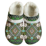 Powwow StoreGBNAT00023 Pattern Native American Classic Clogs with Fleece Shoes