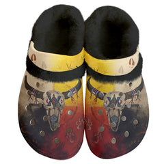 GB-NAT00025 Pattern Native American Classic Clogs with Fleece Shoes