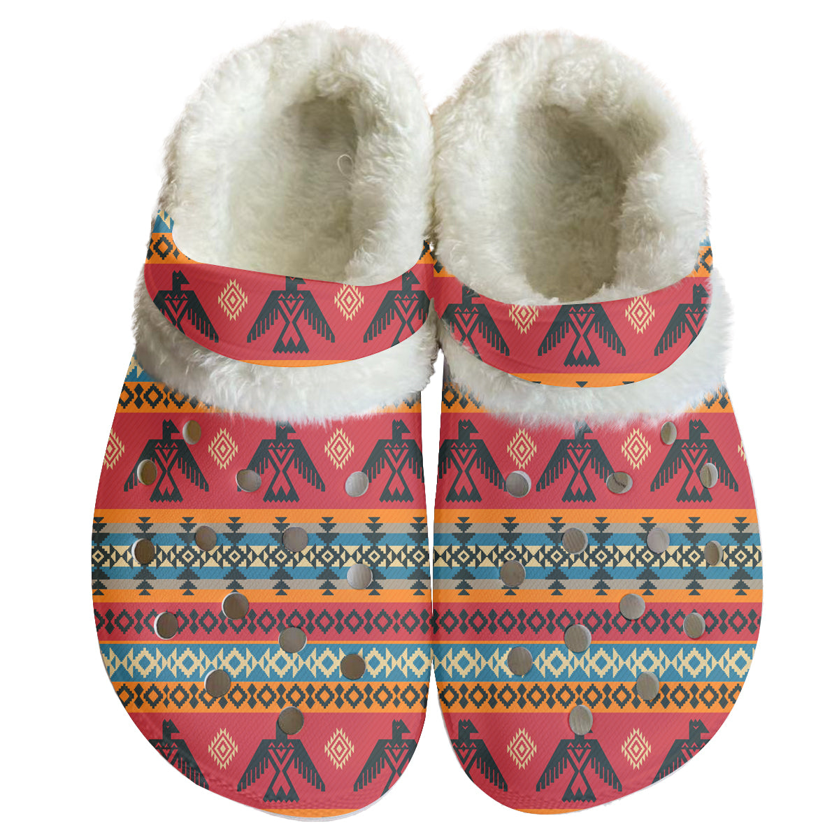 GB-NAT00029 Pattern Native American Classic Clogs with Fleece Shoes