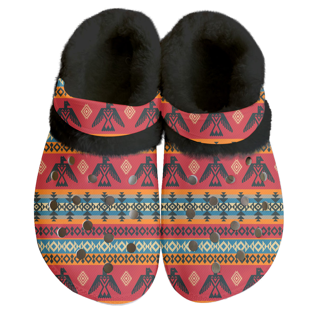 GB-NAT00029 Pattern Native American Classic Clogs with Fleece Shoes