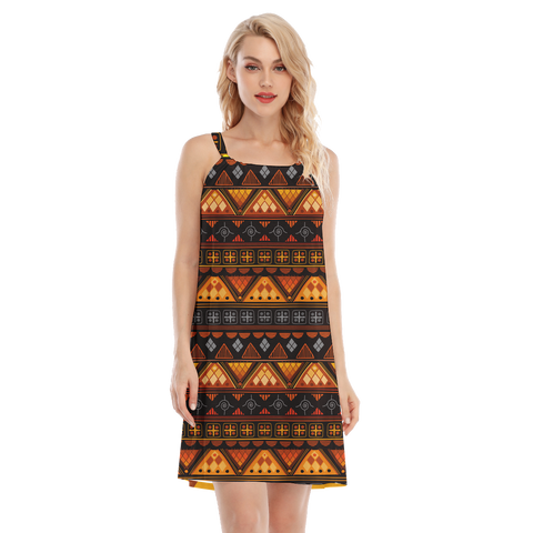 Powwow StoreGBNAT00644 Native  Design Women's Oneck Cami Dress