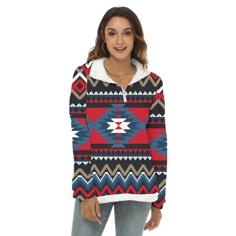 GB-NAT00529 Native American Women's Borg Fleece Sweatshirt