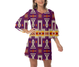 Powwow StoreGBNAT0006209 Native  Design Print Women's VNeck Dresss