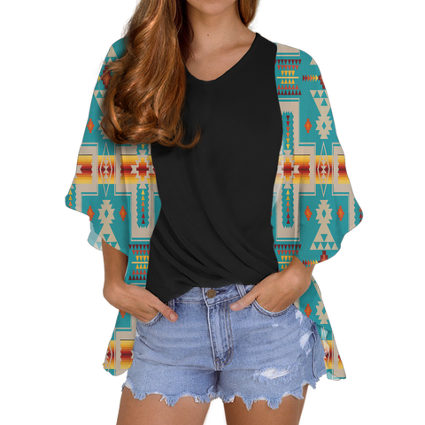 GB-NAT00062-05 Tribe Design Native Women's Cardigan Chiffon Shirt