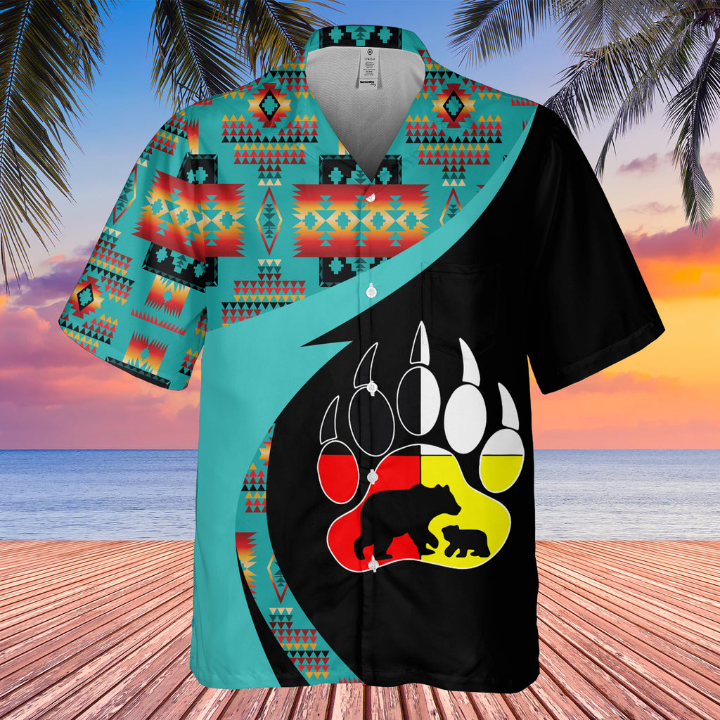 Powwow StoreGBHW000968  Tribe Design Native American Hawaiian Shirt 3D