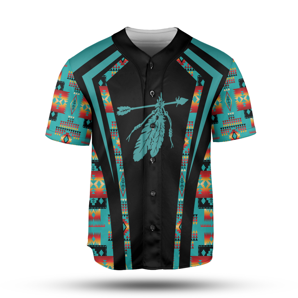 Powwow StoreBJ00013 Pattern Native Baseball Jersey