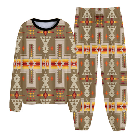 GB-NAT00062-10 Pattern Native American Unisex Thicken Pajama Suit