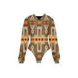 Powwow StoreGBNAT0006210 Tribes Pattern Women's Raglan Sleeve Hooded Bodysuit