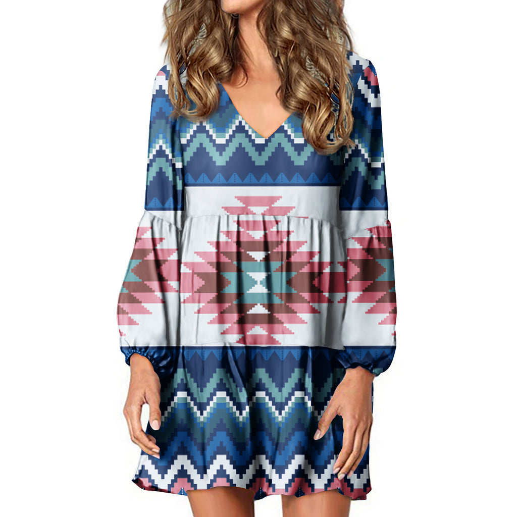 Powwow StoreSWD0003 Native Tribes Pattern Native American Swing Dress