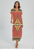 Powwow StoreGBNAT00331 Pattern Native Vneck Dress With Side Slit