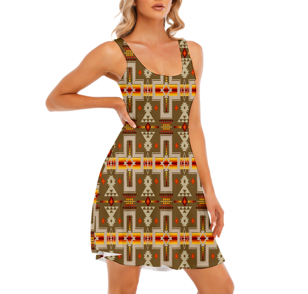 Powwow StoreGBNAT0006210 Pattern Native Women's Tank Vest Dress