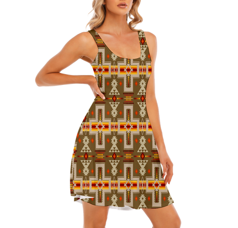 GB-NAT00062-10 Pattern Native Women's Tank Vest Dress