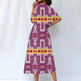 GB-NAT00062-07 Pattern Native Women's Elastic Waist Dress
