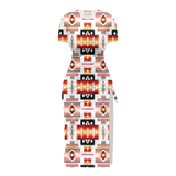 Powwow StoreGBNAT00075 Pattern Native Women's Slit Sheath Dress