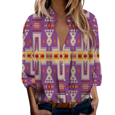 Powwow StoreGBNAT0006207  Tribe Design Native Women's LongSleeved Shirts