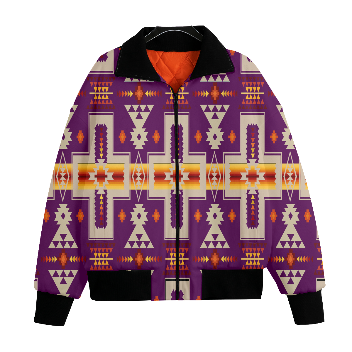 Powwow StoreGBNAT0006209 Pattern Native American Unisex Knitted Fleece Lapel Outwear